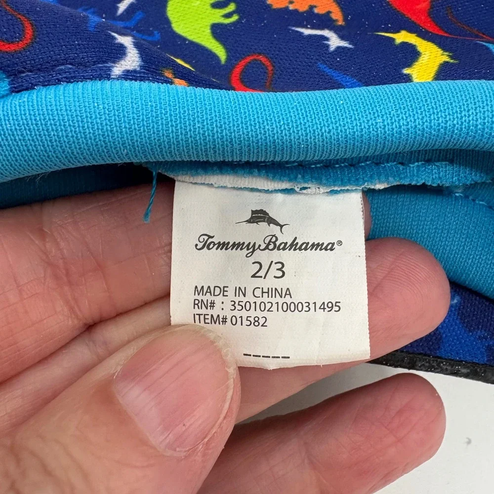 Tommy Bahama Kids Blue Dinosaur Print Water Shoes Size 2/3 Swim Beach
